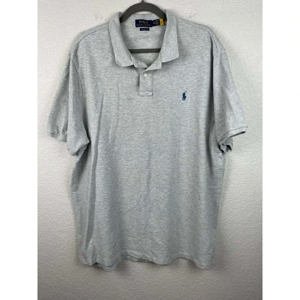 Polo Ralph Lauren Polo Shirt Lot of 3‎ Mens XXL 2XL Classic Fit Red Lt Gray Gray